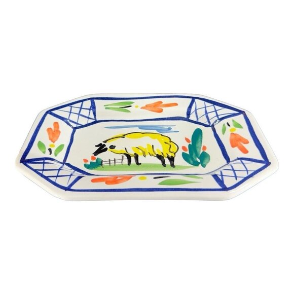 1998 Pottery Dish Tray Artist Signed Stebner Hand Painted Porcelain Sheep VTG - Picture 10 of 10